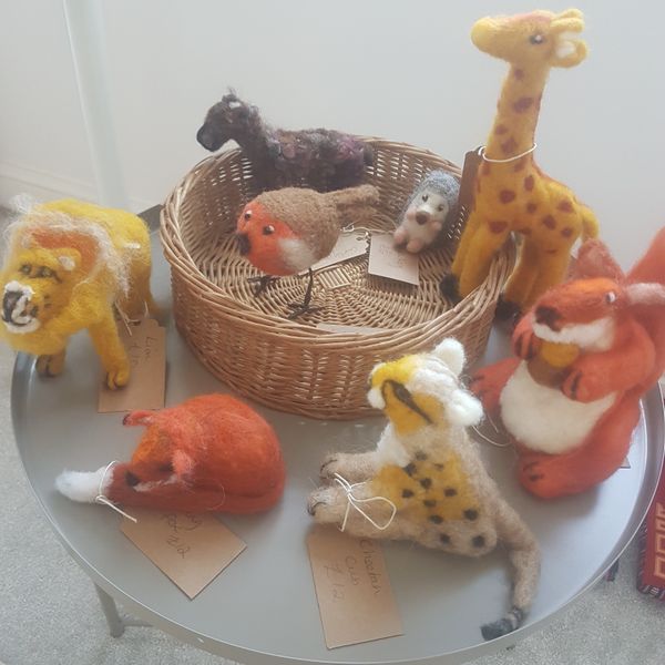A selection of felted animals at my open studio.