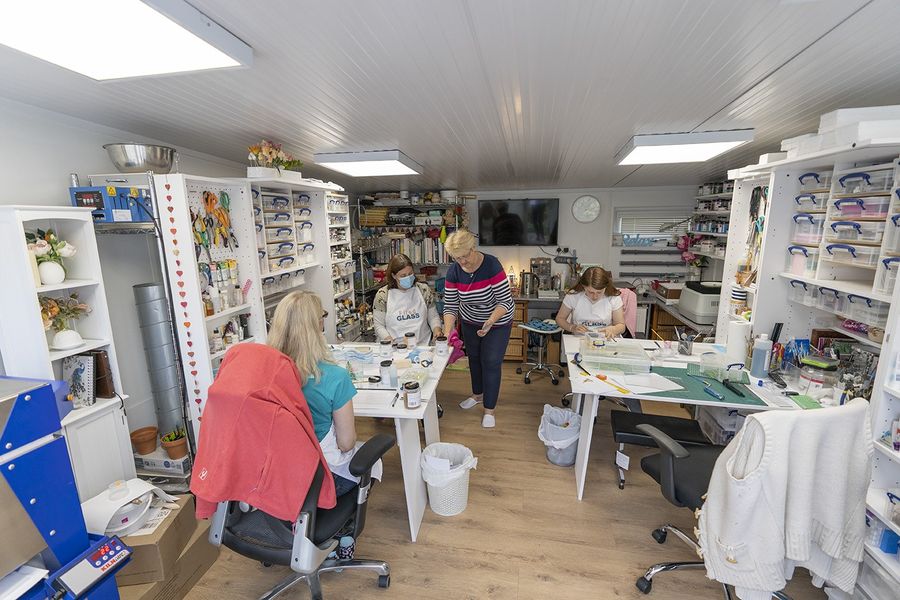 Delegates working away in our glass studio