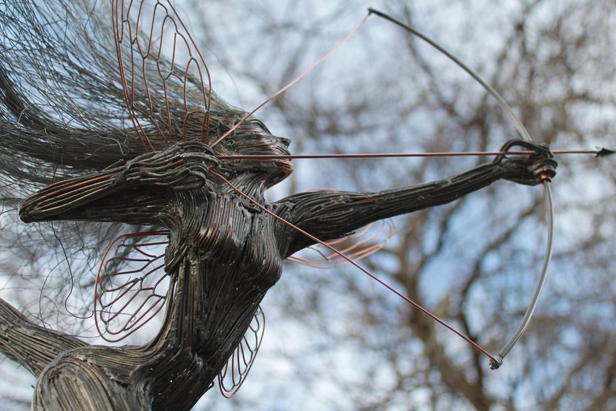 fairy archer in copper wire 
