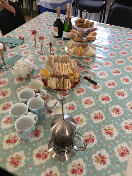 Afternoon tea with Birthday fizz and raspberries ?