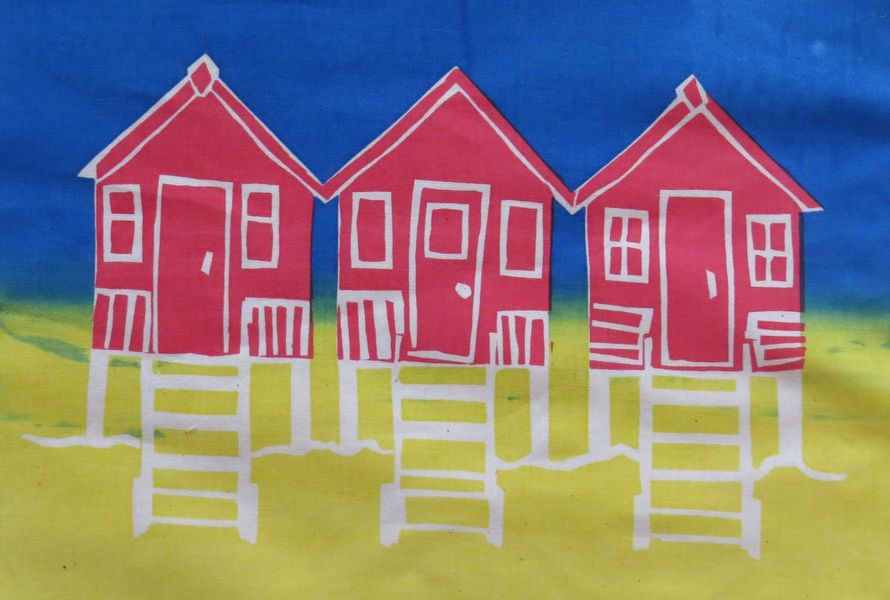 Screen printed beach huts