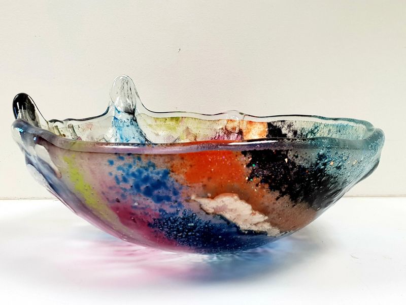 A Northern Lights inspired Fused Glass Bowl! Make one in half a day!
