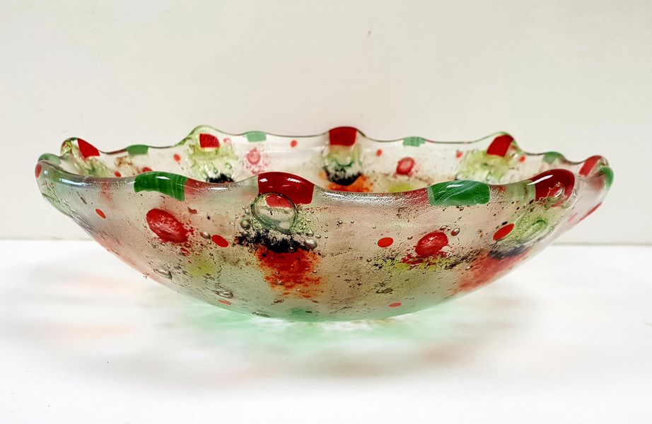 Fused Glass bowl made in Hebden Bridge, West Yorkshire on a Crafts in the Valley workshop.