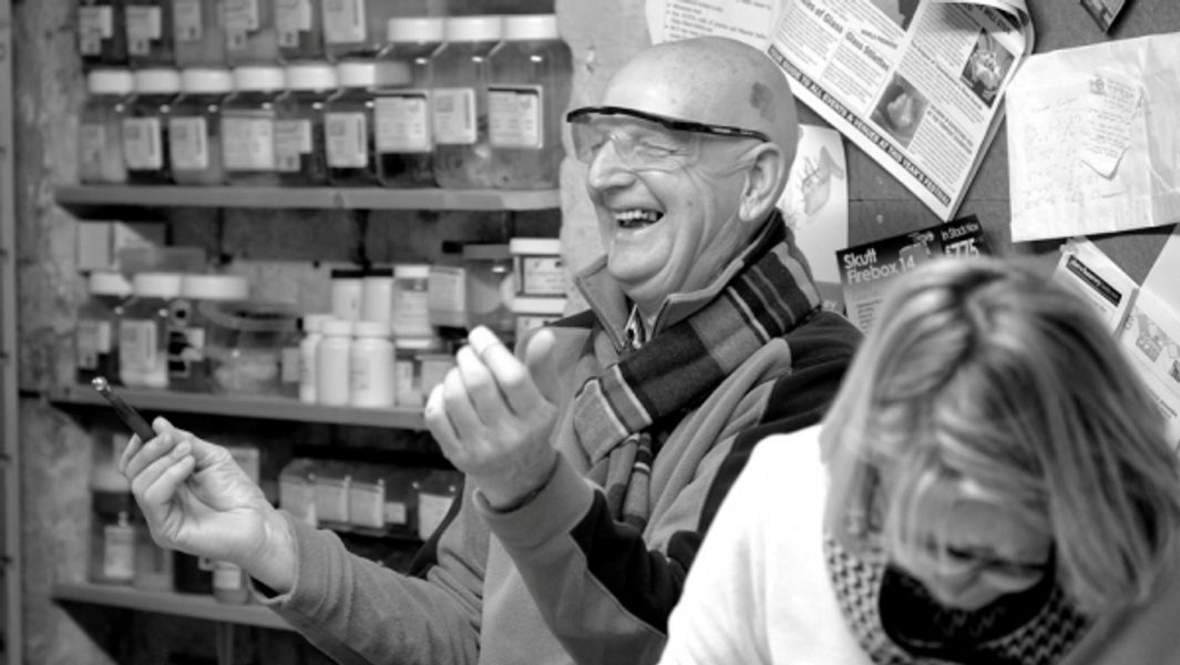 Laughter on a fused glass course in Halifax, West Yorkshire