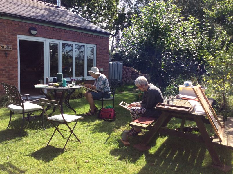 Weaving in the Garden outside my Studio