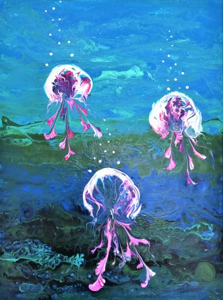 Jellyfish paint pouring workshop