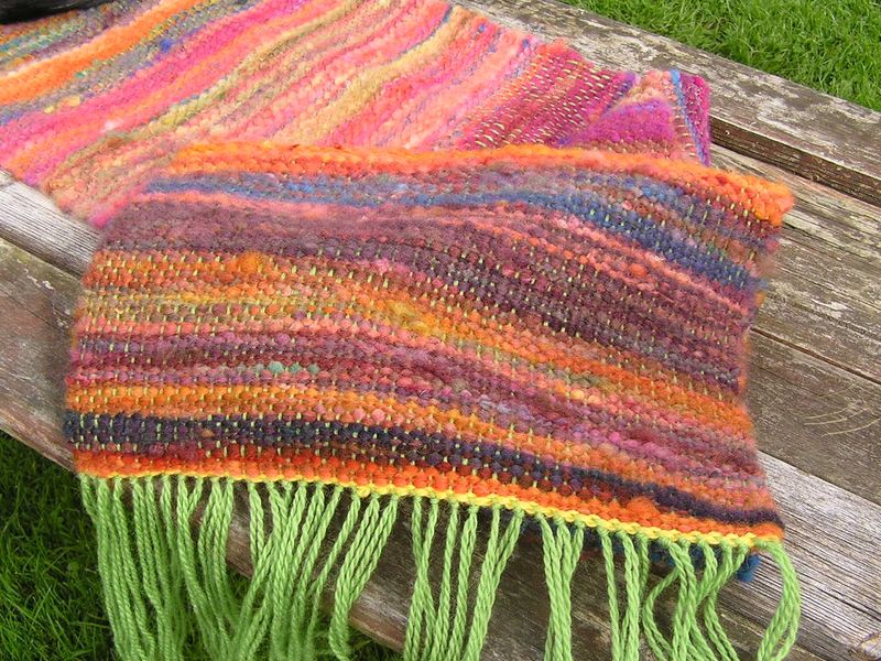 Rainbow dyed fleece woven into a thick fabric
