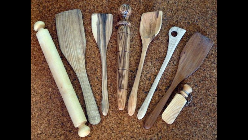 An array of greenwood items made during a course