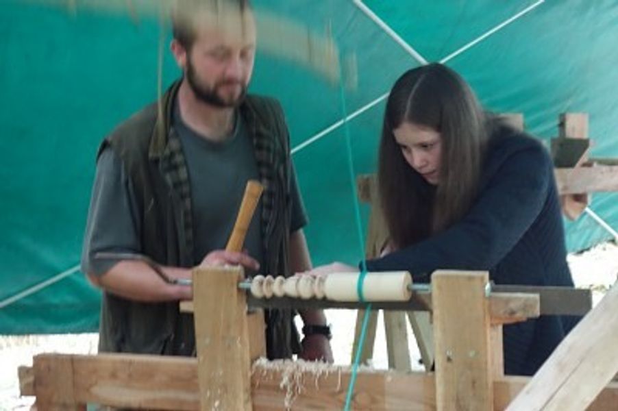 Using a pole lathe