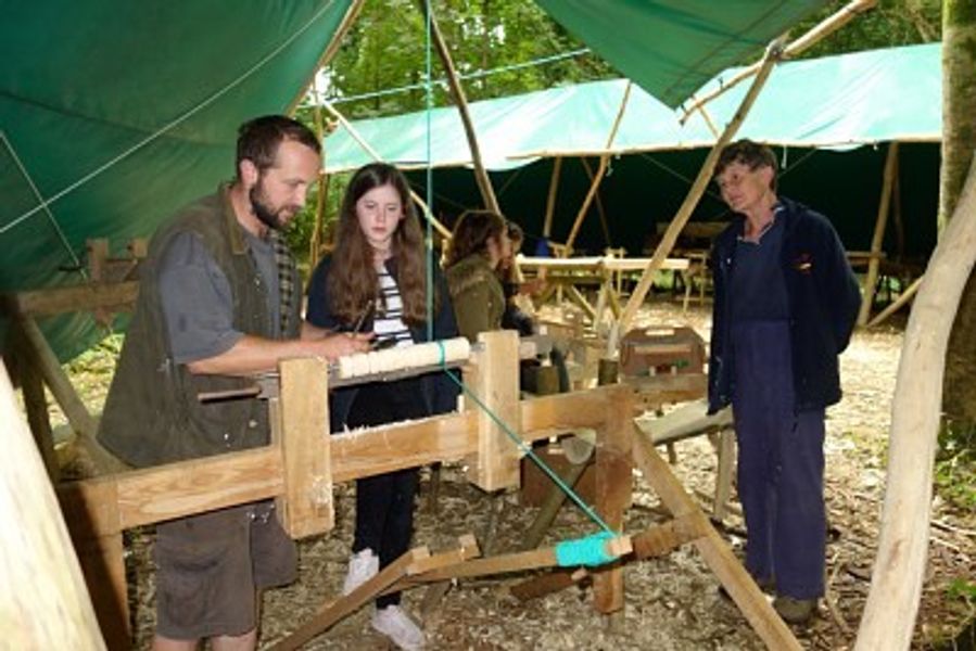 Instruction in the use of a pole lathe