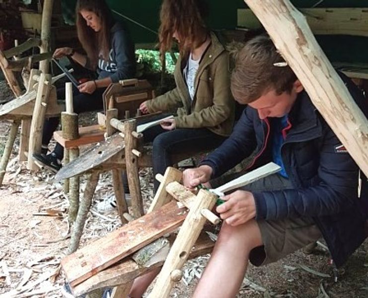 Making spatulas on the shaving horses