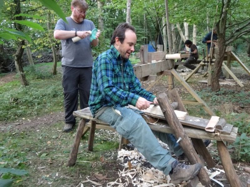 Using a shave horse and draw knife