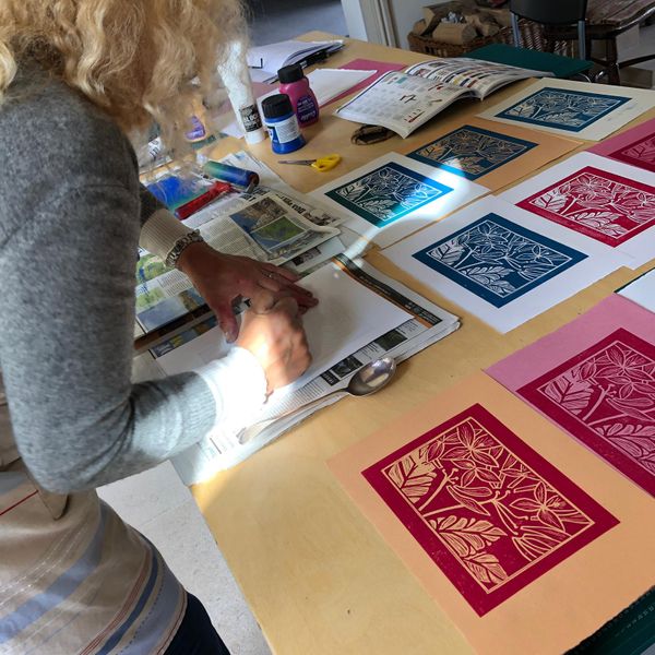 1 and 2 Colour Lino Cutting and Printing in Hampshire.