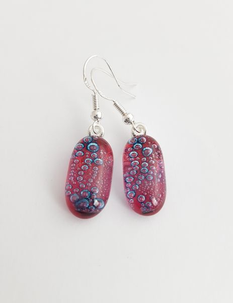 Cherry pink bubbles glass earrings