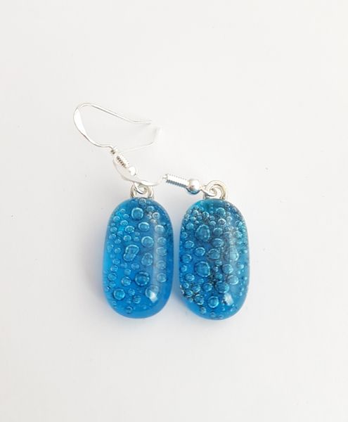 Turquoise bubbles glass earrings