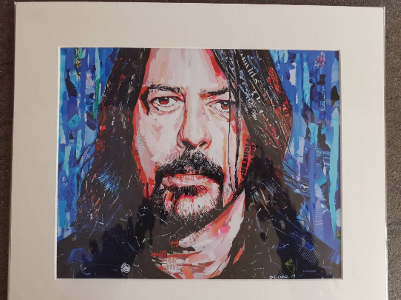 Giclee mounted print of my ORIGINAL ripped paper artwork of Dave Grohl Foo Fighters
