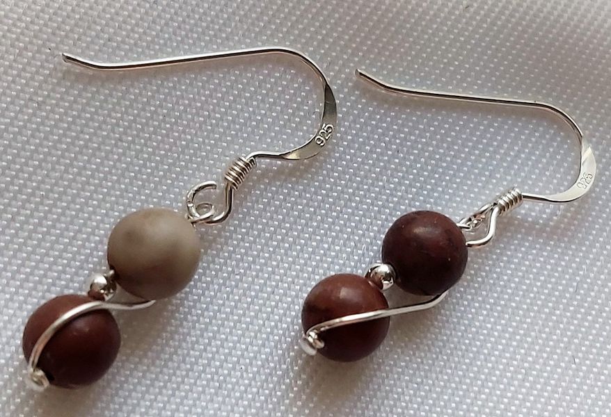 12 Apache Jasper Spiral Earrings 925 Sterling Silver known for its holistic properties of creating a calm awareness