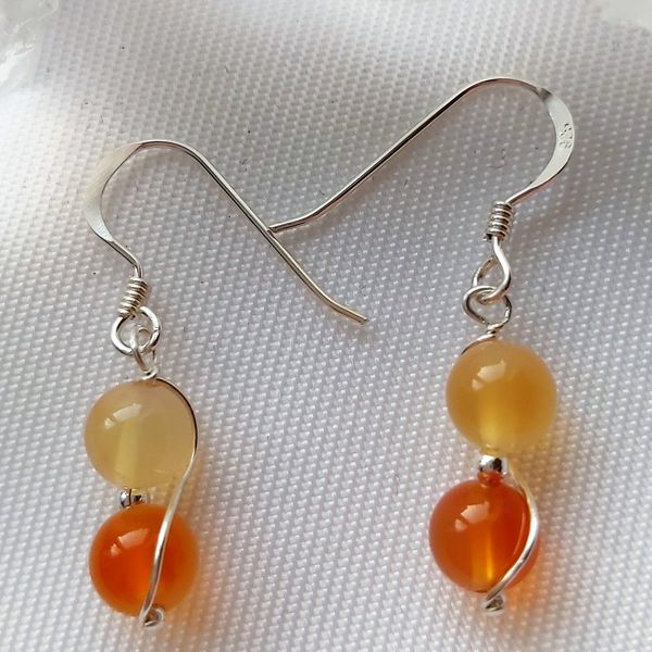 Carnelian Spiral Earrings 925 Sterling Silver Holistically known to be a great motivator and connects with your creative energy
