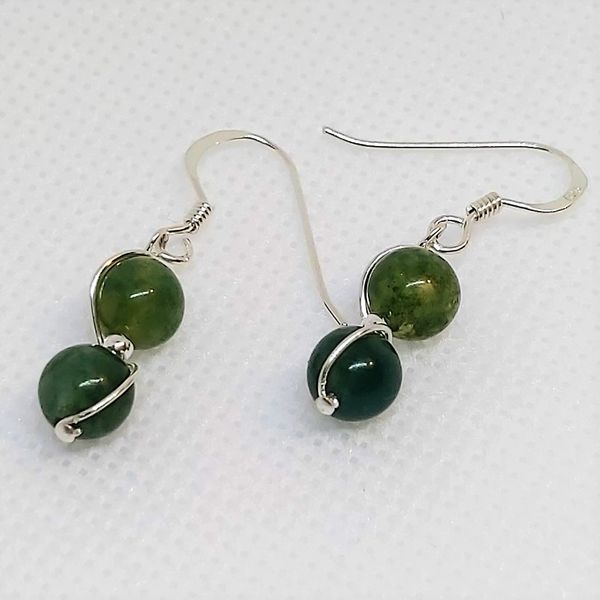 9.  Aventurine Spiral Earrings 925 Sterling Silver holistically known for healing and soothing the heart  
