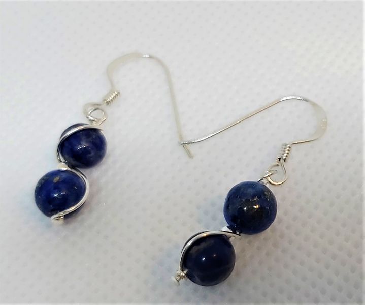 8. Lapis Lazuli Spiral Earrings 925 Sterling Silver holistically known as a Psychic Protector and creates an inner strength where required