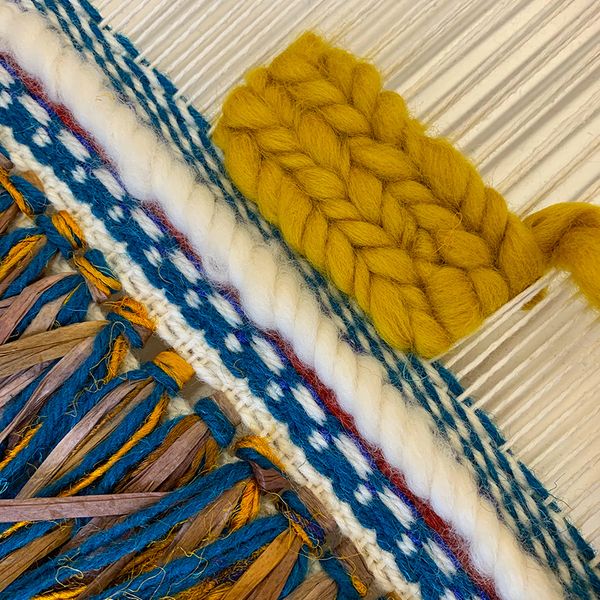 Student sample: Rya knots; Twill; Soumak stitch