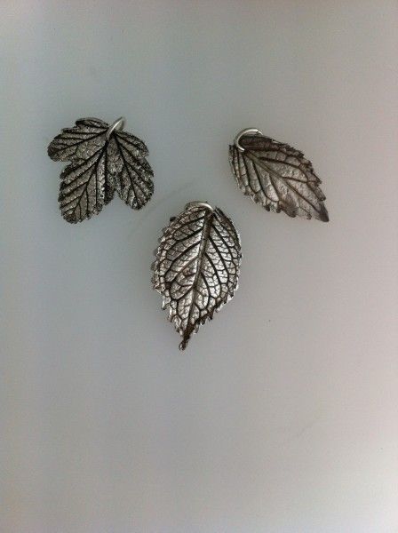 Student leaves made at The Granary Workshop with LR Silver Jewellery