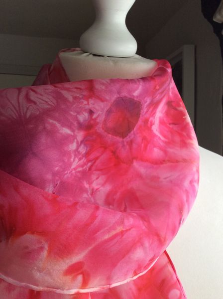 Perfect in Pink Scarf by Ruth Rutherford ~ Silk Dying Classes in Suffolk
