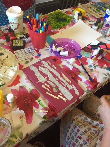 Messy table and students getting creative!