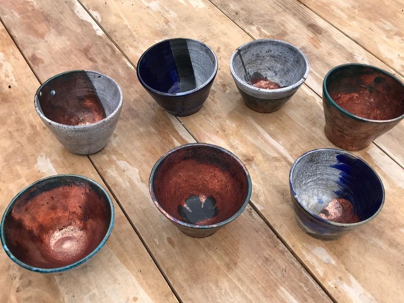 Glaze & fire raku pottery bowls at Kate Humble's farm Humble by Nature in Monmouth