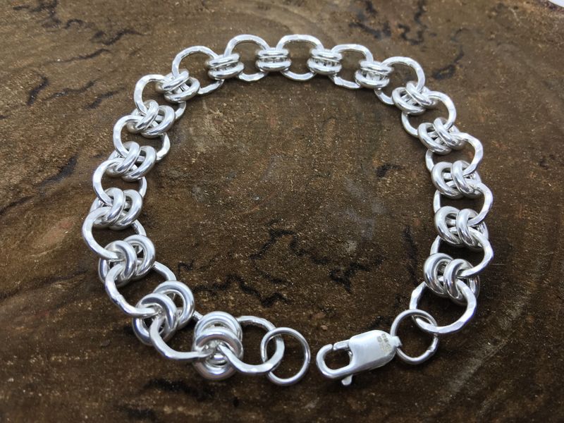 Double link chain bracelet made in this silver jewellery workshop experience day at SDP in Kent.