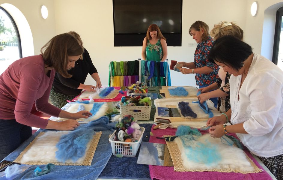 Felt Picture Making Workshop - laying down merino wool fibres