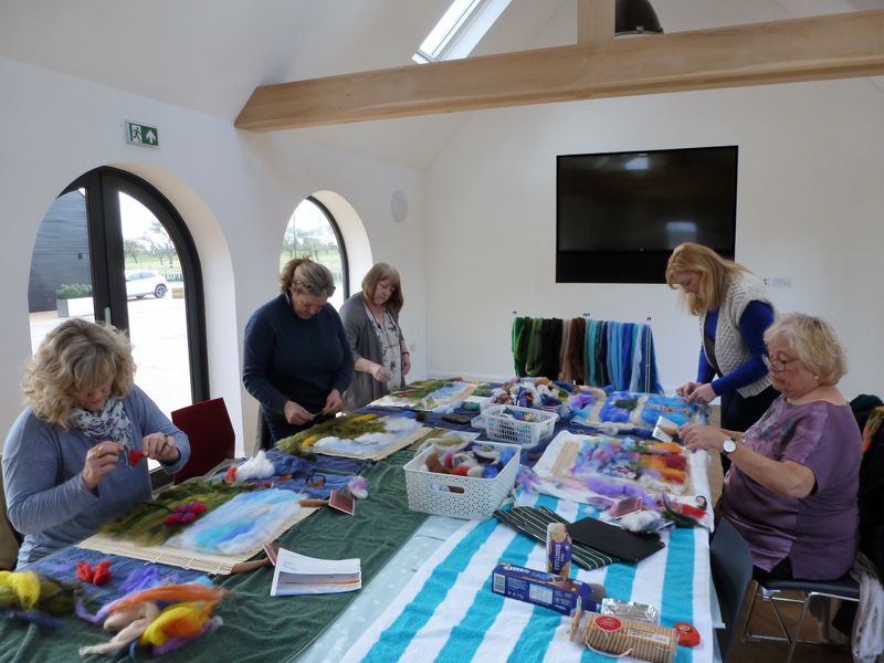 Felt Picture Making Workshop - laying out merino wool fibres