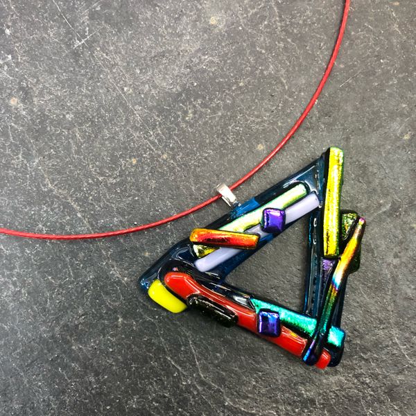 Fused Glass Pendant made on the beginners day course at Rainbow Glass Studios N16 oJL
