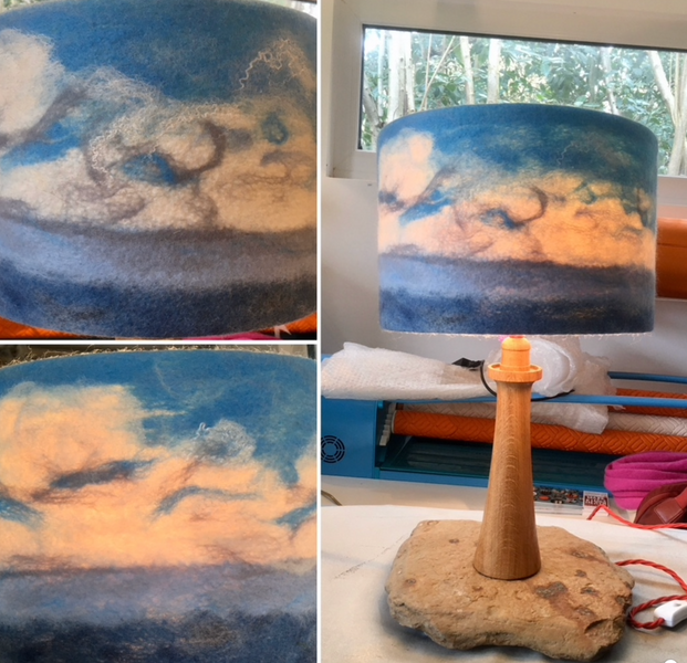 Lampshade inspired by a landscape & for a special lamp base.
