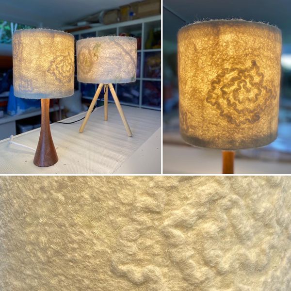 Workshop participant, Janice Felted BFL wool lampshade