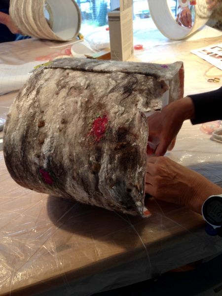 Assembling the felted lampshades