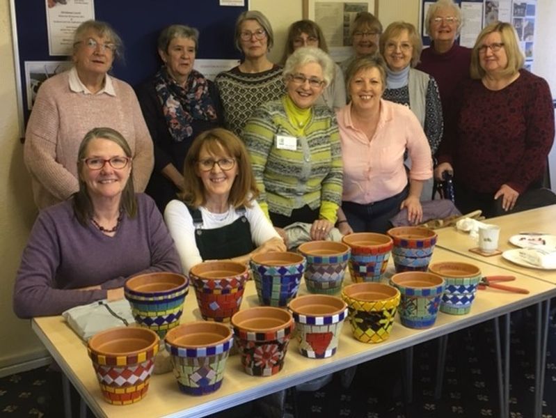 Mosaic pots made by WI group