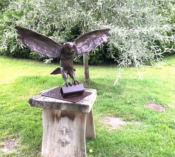 Finished Eagle Owl sculpture 95cm wingspan