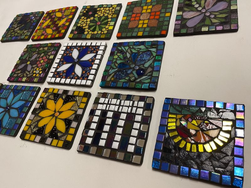 Selection of 10cm tiles by students