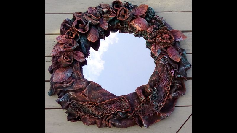 Fabric Roses mirror - Come and create your own unique mirror using fabric - many colour options