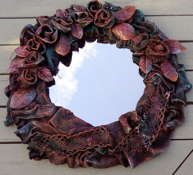 Fabric Roses mirror - Come and create your own unique mirror using fabric - many colour options