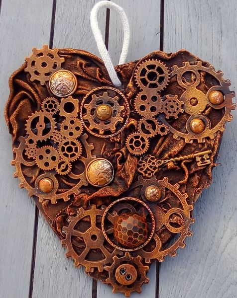 Rusty cogs heart - many other styles and colours possible