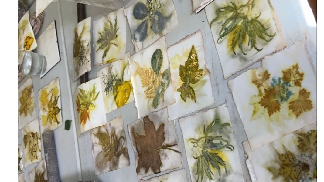 Leaf prints on paper