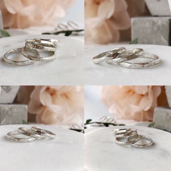 silver textured rings