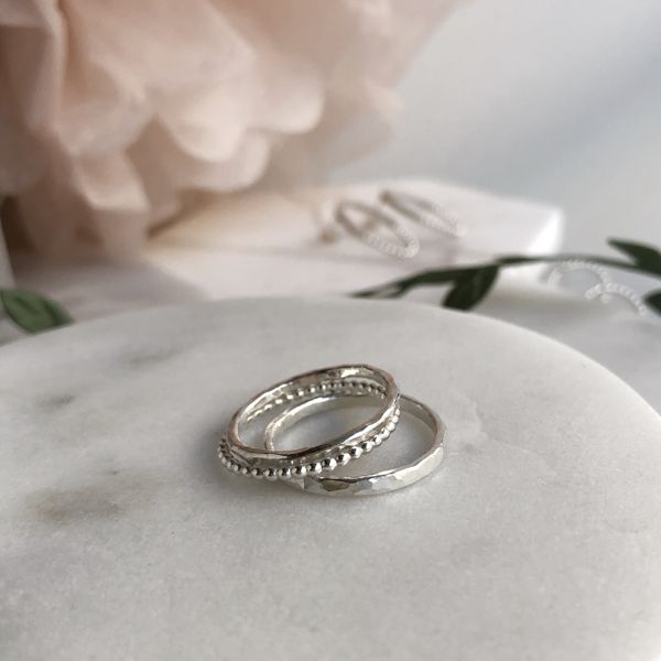 mixed size stackers in silver