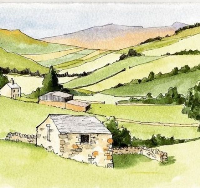 John Harrison  'Painting Buildings in the Landscape' .. a Quirky Workshops at Greystoke Craft Barns, Lake District 