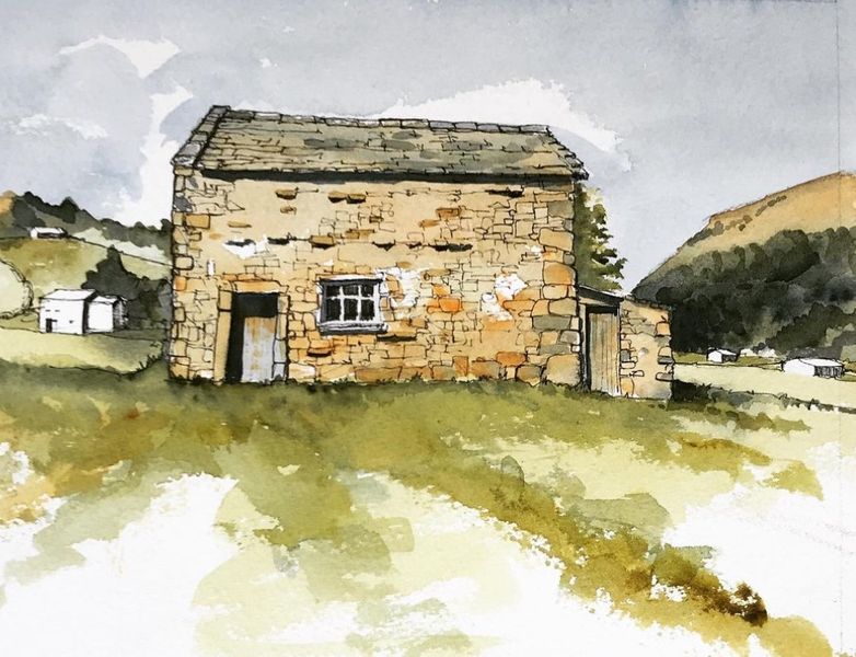 John Harrison  'Painting Buildings in the Landscape' .. a Quirky Workshops at Greystoke Craft Barns, Lake District 