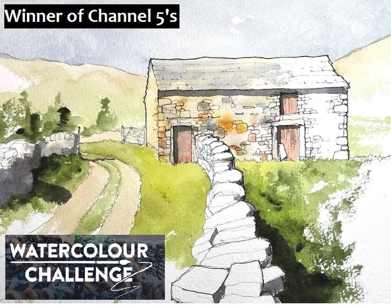 John Harrison ..Buildings in the Landscape in Line and Wash.  John is Winner of Channel 5's Watercolour Challenge 