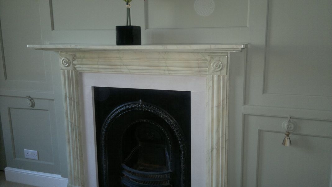 Grey marble hand painted fireplace