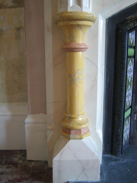 Hand painted yellow marble fireplace column